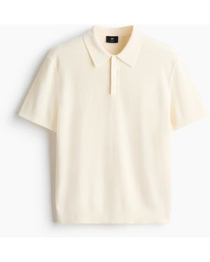 H&M Regular Fit Knitted Polo Shirt - Wit
