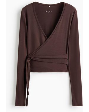 H&M Sportshirt im Wickelschnitt aus Modal - Braun