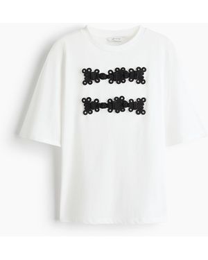 H&M T-shirt Met Applicaties Van Gedraaid Koord - Wit