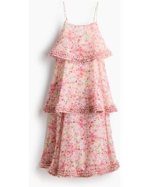 H&M Stufenkleid mit Volantdetails - Pink