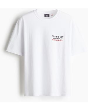 H&M T-Shirt in Loose Fit - Weiß