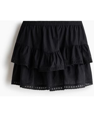 H&M Stufenrock mit Broderie Anglaise - Schwarz