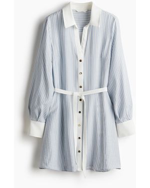 H&M Blusenkleid mit Bindegürtel - Blau