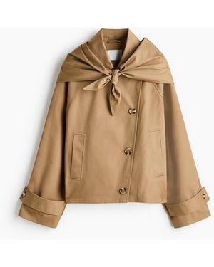H&M Korte Trenchcoat Met Sjaal - Naturel