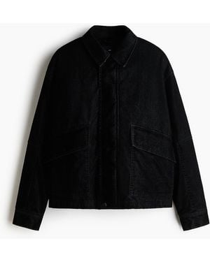 H&M Wattierte Workwear-Jacke mit Flockprint - Schwarz