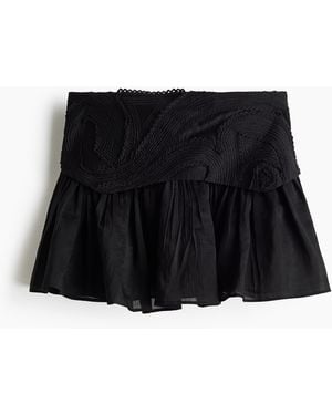 H&M Minirok Met Borduursel - Zwart