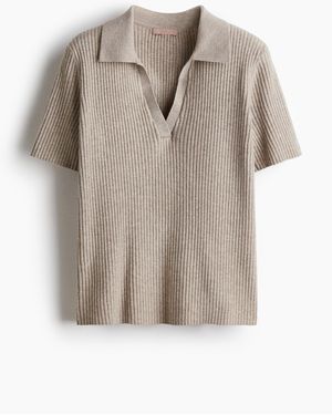H&M Poloshirt in Rippstrick - Grau