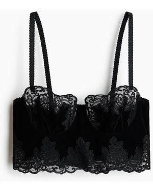 H&M Fluwelen Bralette Met Borduursel - Zwart