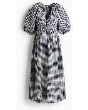 H&M Mama Midi-jurk Met Ballonmouwen - Grijs