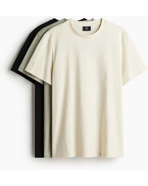H&M 3er-Pack T-Shirts in Regular Fit - Natur