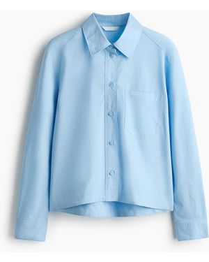 H&M Oversized Overhemdblouse Van Popeline - Blauw