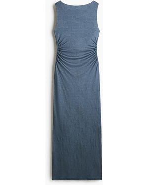 H&M Bodycon-Kleid mit Flockprint - Blau