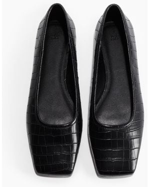 H&M Ballerinas mit eckiger Spitze - Schwarz