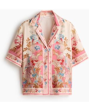 H&M Overhemdblouse Van Lyocell Met Korte Mouwen - Roze