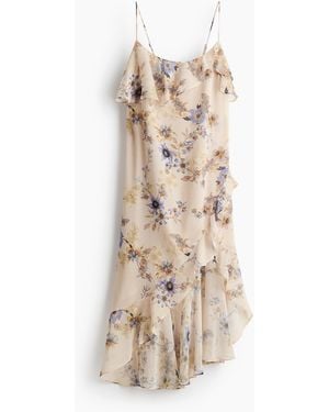 H&M Strappy Jurk Met Volants - Naturel