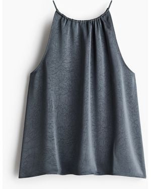 H&M Crinkled satin top - Blau