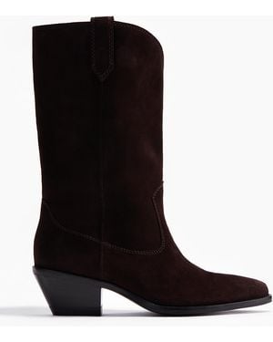 H&M Wadenhohe Cowboystiefel aus Veloursleder - Schwarz