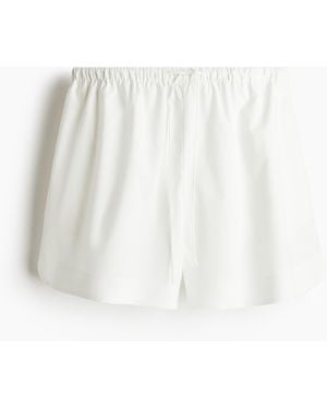 H&M Baumwollshorts mit Kordelzug - Weiß
