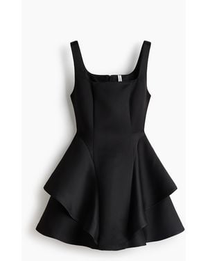 H&M Ausgestelltes Kleid aus Satin - Schwarz
