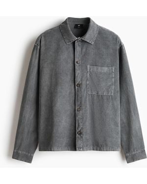 H&M Boxy Corduroy Overhemd - Grijs