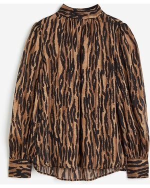 H&M Blouse Met Dessin - Bruin