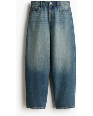 H&M Baggy Barrel Regular Waist Jeans - Blau