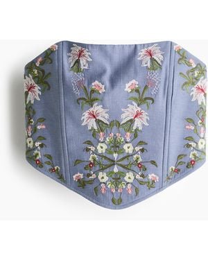 H&M Korsettop Van Linnenmix Met Borduursel - Blauw