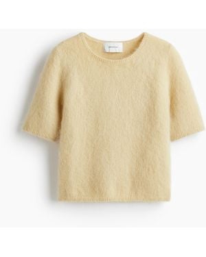 H&M Gestricktes T-Shirt aus Mohairmix - Natur