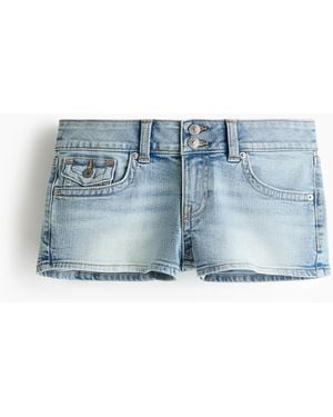 H&M Mini-Denimshorts Low Waist - Blau