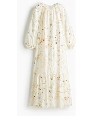 H&M Oversized Jurk Met Strikceintuur - Naturel