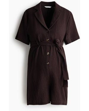 H&M MAMA Kurzer Jumpsuit aus Baumwollmusselin - Schwarz
