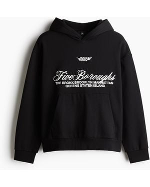 H&M Capuchonsweater Met Print - Zwart