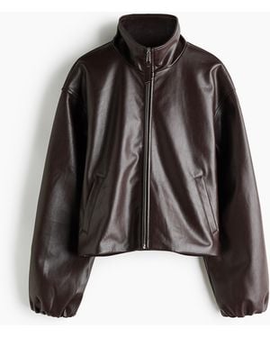 H&M Beschichtete Jacke mit Trichterkragen - Schwarz