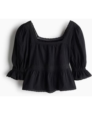 H&M Peplumblouse Met Kant - Zwart