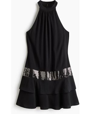 H&M Viskosekleid mit Paillettenbesatz - Schwarz