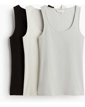 H&M 3er-Pack Gerippte Tanktops - Grau