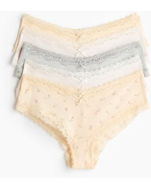 H&M 5er-Pack Hipster aus Baumwolle und Spitze - Weiß