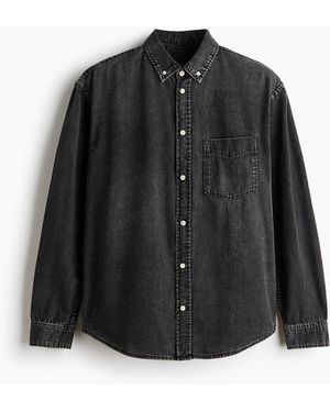 H&M Jeanshemd in Regular Fit - Schwarz