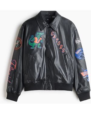 H&M Baseballjack Met Motieven - Zwart