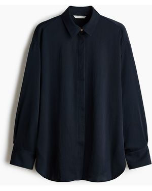 H&M Oversized Overhemdblouse - Blauw