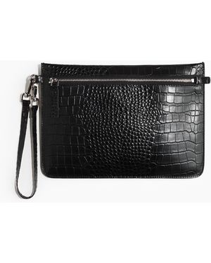 H&M Clutch aus Leder - Schwarz