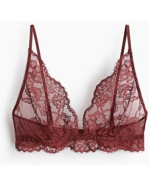 H&M Soft lace bra - Rot