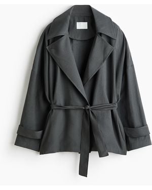 H&M Korte Trenchcoat Van Lyocellmix - Zwart