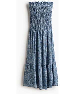 H&M Gesmoktes Bandeau-Kleid - Blau