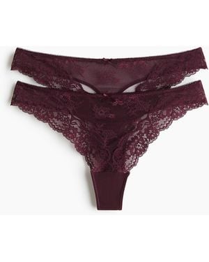 H&M 2er-Pack Tangas aus Spitze - Lila