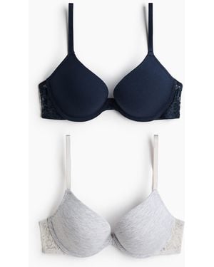 H&M 2 Katoenen Push-up Bh's - Blauw