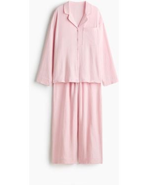 H&M Pyjama aus Baumwollmusselin - Pink
