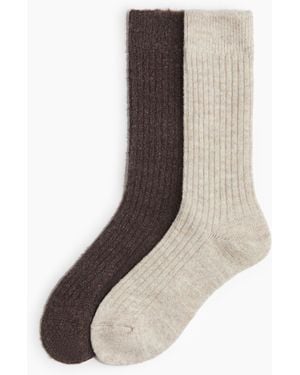 H&M 2er-Pack Socken aus Wollmix - Braun