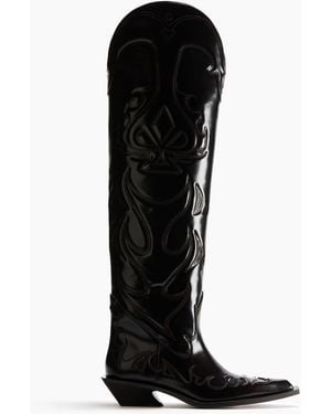 H&M Overknee-Cowboystiefel - Schwarz