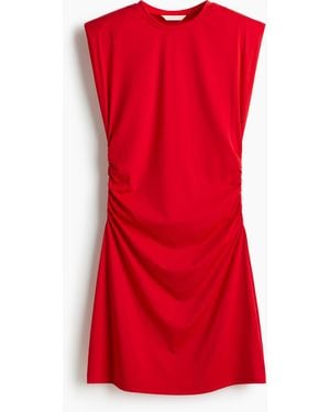 H&M Jurk Van Interlocktricot Met Schoudervullingen - Rood